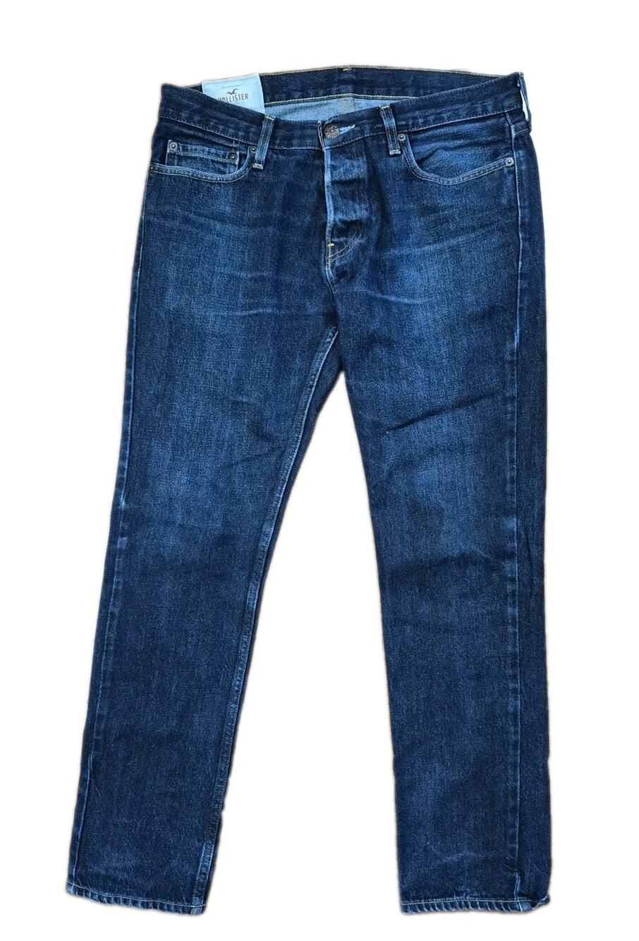 Hollister Blue Jeans Men Size 32 x 30 Skinny Button Fly Med Wash